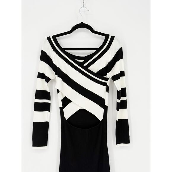 Le Superbe Anthropologie Stripe Knit Bodycon Midi Reversible Dress Size Medium - Picture 4 of 7
